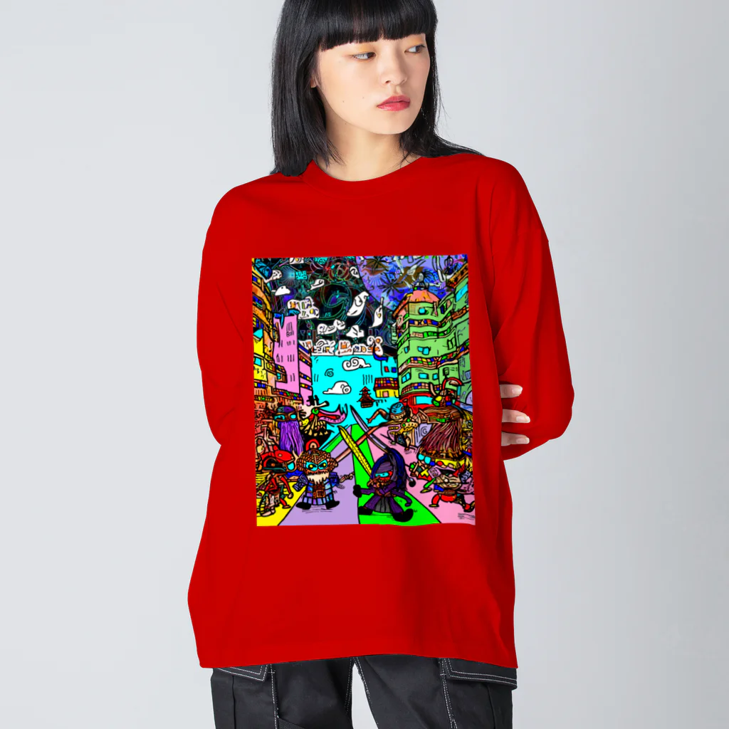 Ａ’ｚｗｏｒｋＳの宇宙人類皆兄弟 VERTICAL Big Long Sleeve T-Shirt