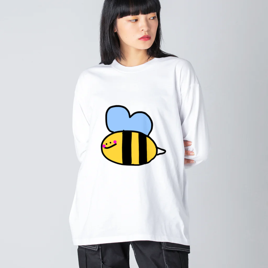 LoveAmooNのへんてこキャラクター はちさんの『びー』🐝💗 ビッグシルエットロングスリーブTシャツ