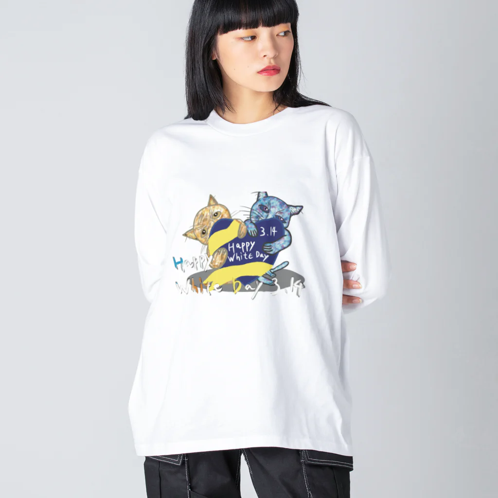 AkironBoy's_ShopのHappy White Day 3.14 〜あなたは誰にお返ししますか❓〜 ビッグシルエットロングスリーブTシャツ