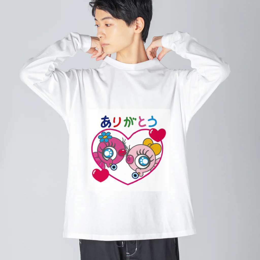 ぼんちゃんかんぱにぃのチアリングぼんちゃん”ありがとう”Tシャツ ビッグシルエットロングスリーブTシャツ