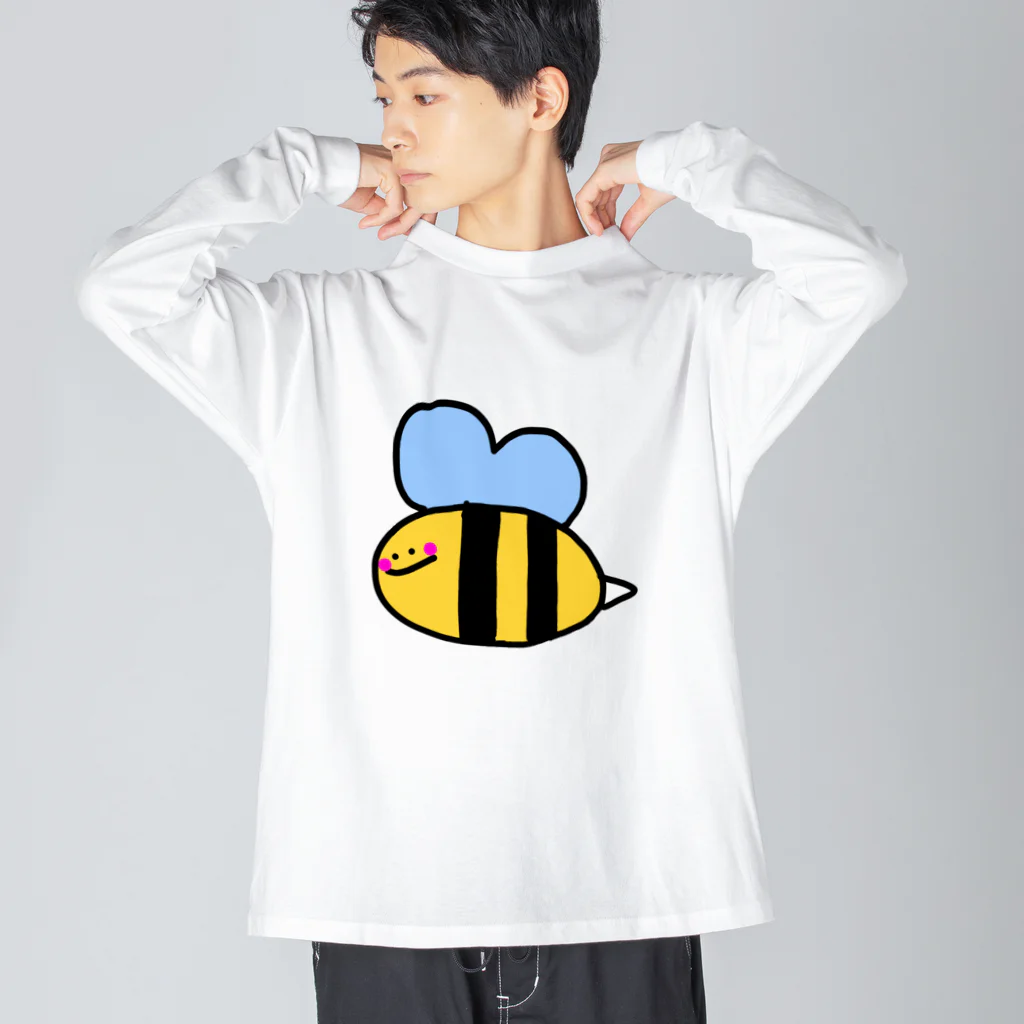 LoveAmooNのへんてこキャラクター はちさんの『びー』🐝💗 ビッグシルエットロングスリーブTシャツ