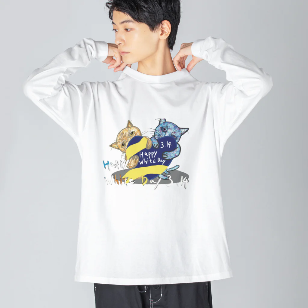 AkironBoy's_ShopのHappy White Day 3.14 〜あなたは誰にお返ししますか❓〜 ビッグシルエットロングスリーブTシャツ