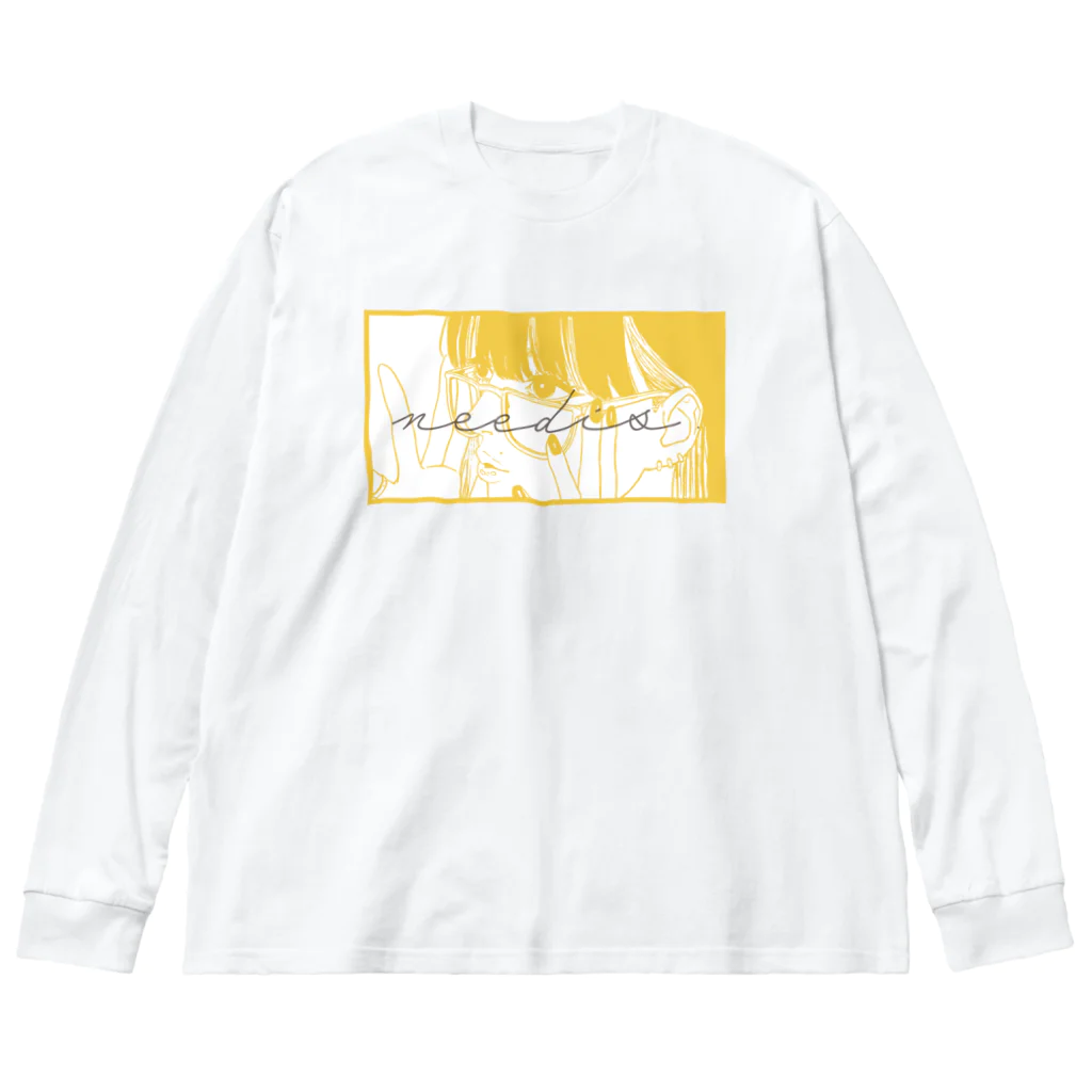 猫と鯱のメガネガール ビッグシルエットロングスリーブTシャツ