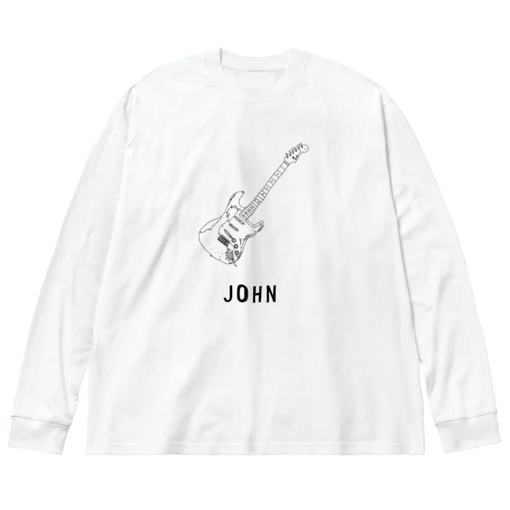 Handwritten GuitarsのJOHN -black line- Big Long Sleeve T-Shirt