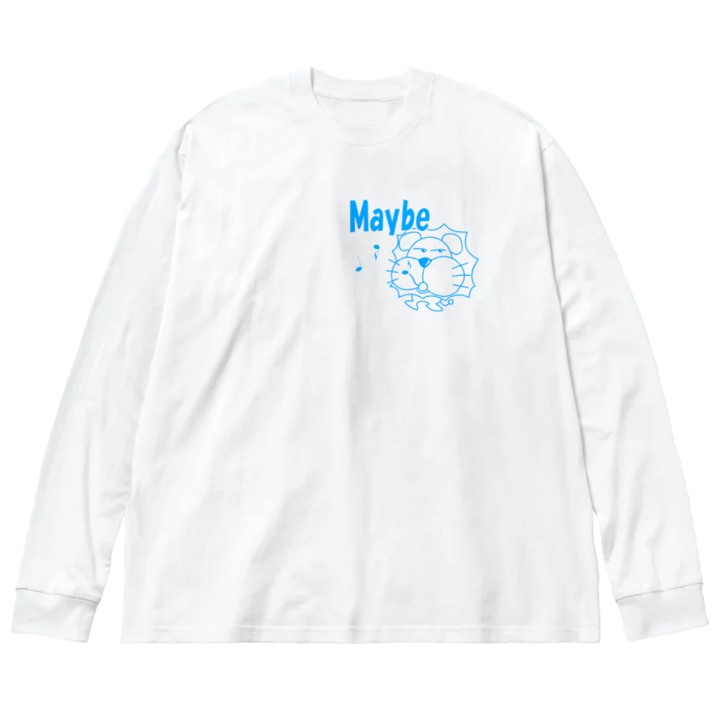 ワン太フルのTシャツ屋さんのライオン君 Maybe ブルー Big Long Sleeve T-Shirt