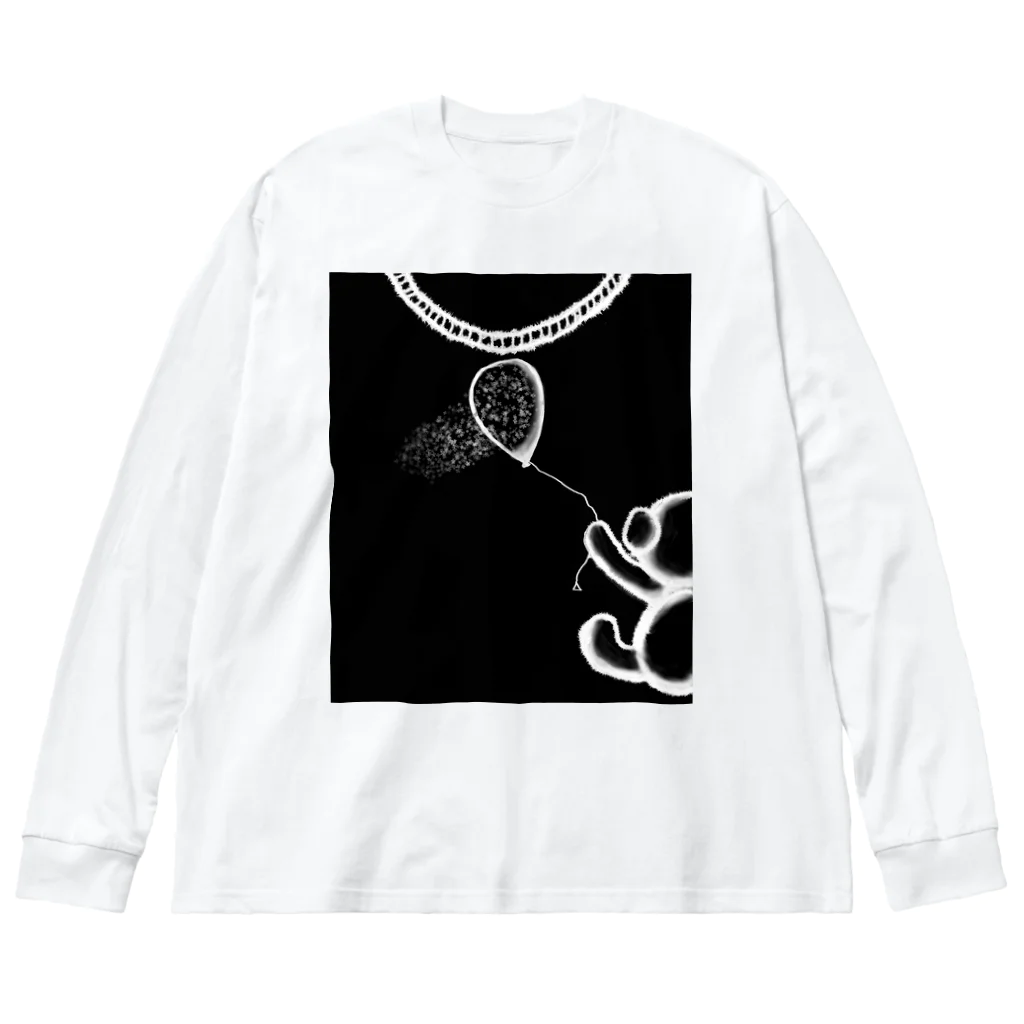 地雷女まお🖤🗝🧸の不穏な黒クマ ビッグシルエットロングスリーブTシャツ