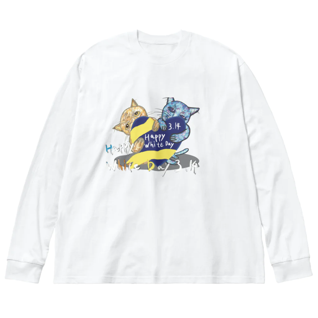 AkironBoy's_ShopのHappy White Day 3.14 〜あなたは誰にお返ししますか❓〜 ビッグシルエットロングスリーブTシャツ