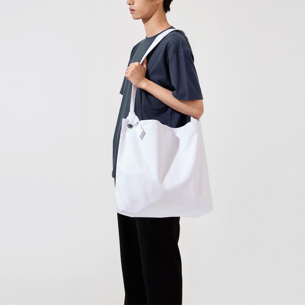 Blanc.P(ぶらんぴー)の店の喫茶・髭猫ロゴマーク① Big Shoulder Bag :model wear (male)