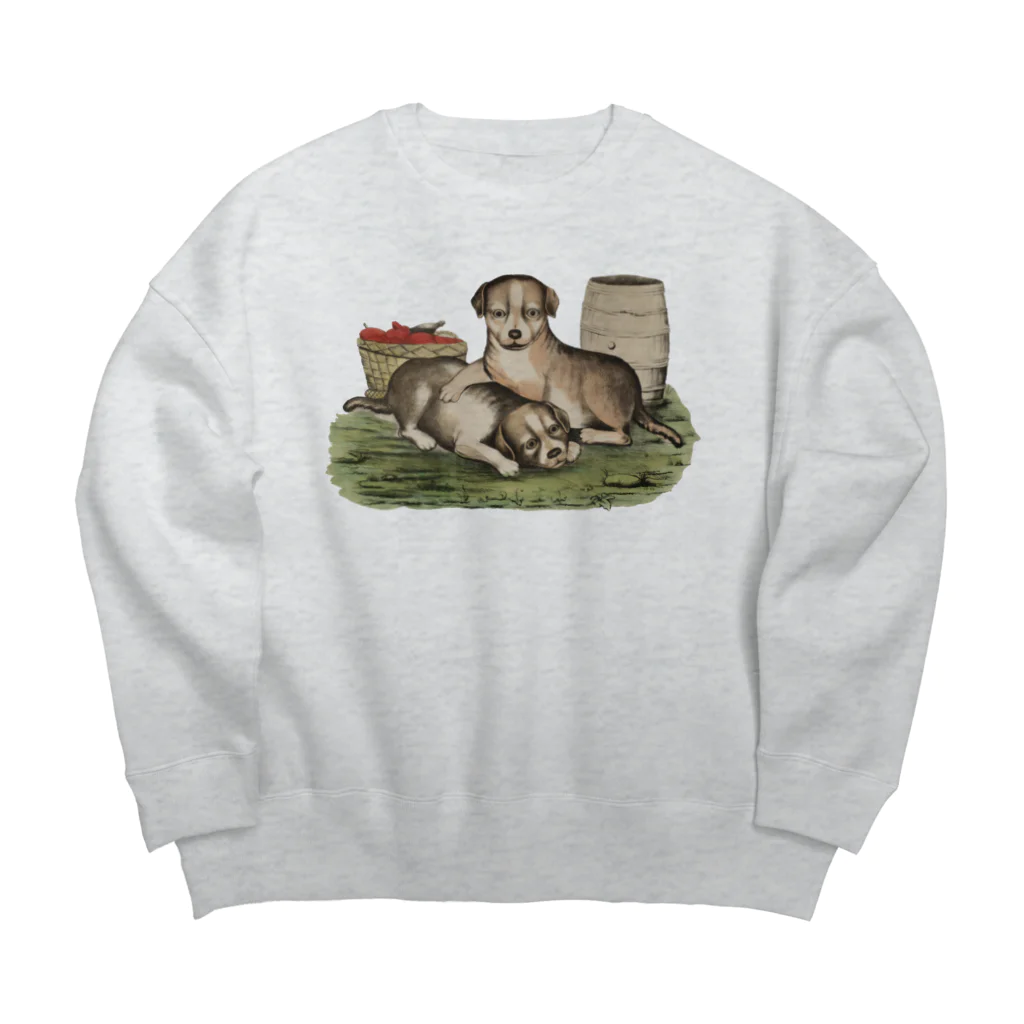 Saza-nami Antique designの２匹の犬 Big Crew Neck Sweatshirt