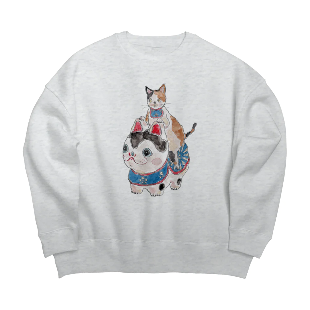 トコロコムギの爆走！犬張子にゃんこ Big Crew Neck Sweatshirt