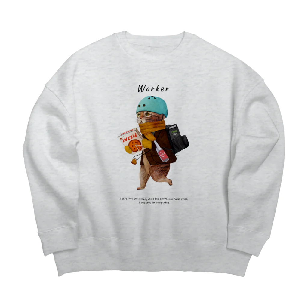 MAiのWORKER 働き者のネコ。 Big Crew Neck Sweatshirt