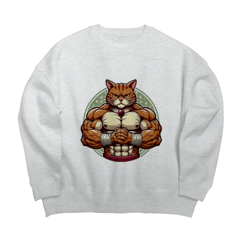 MUSCLE CAT 🐈🐈‍⬛のマッスルキャット　キジ虎 Big Crew Neck Sweatshirt