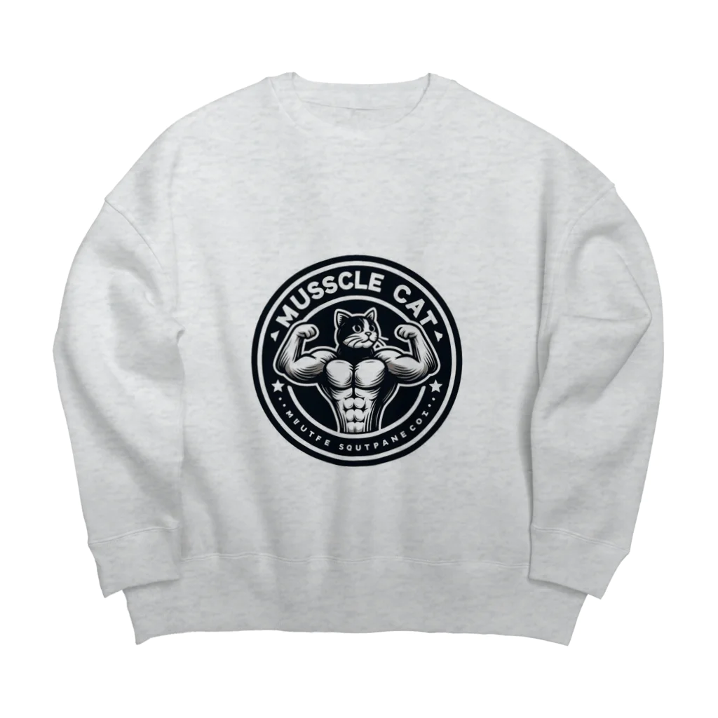 MUSCLE CAT 🐈🐈‍⬛のMUSCLE CAT ハチワレ Big Crew Neck Sweatshirt