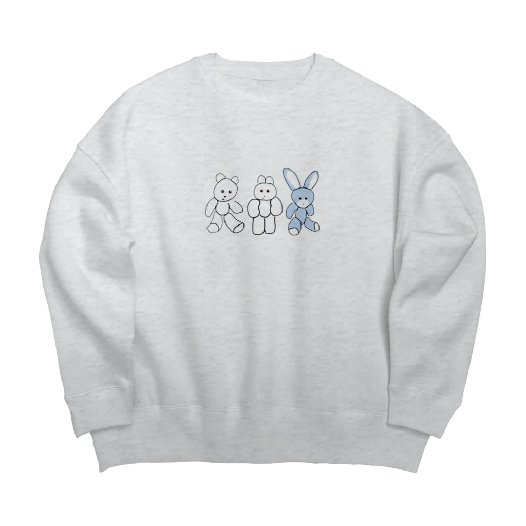 くまきちショップやさんのくまきち・きんたろう・うさじ Big Crew Neck Sweatshirt