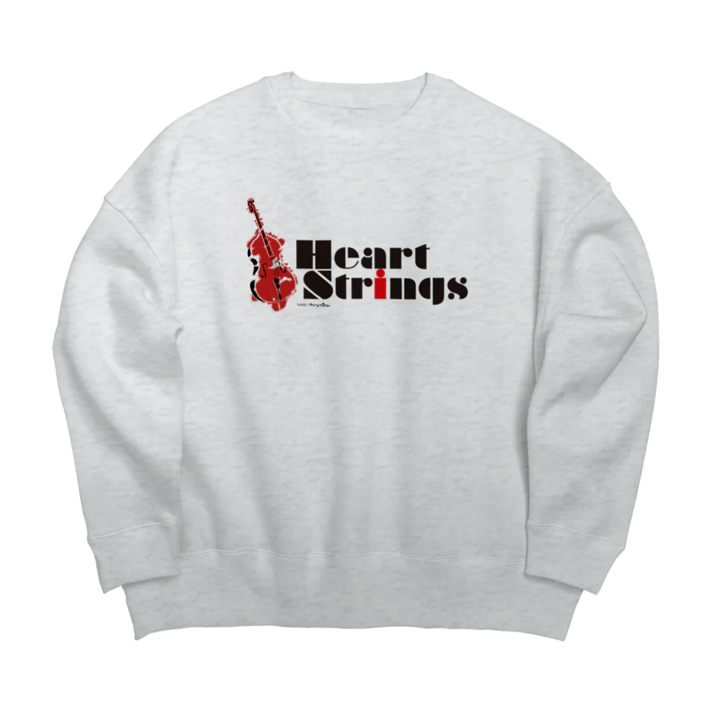 あおちゃん商会のHeart Strings (woodbass) Red Big Crew Neck Sweatshirt