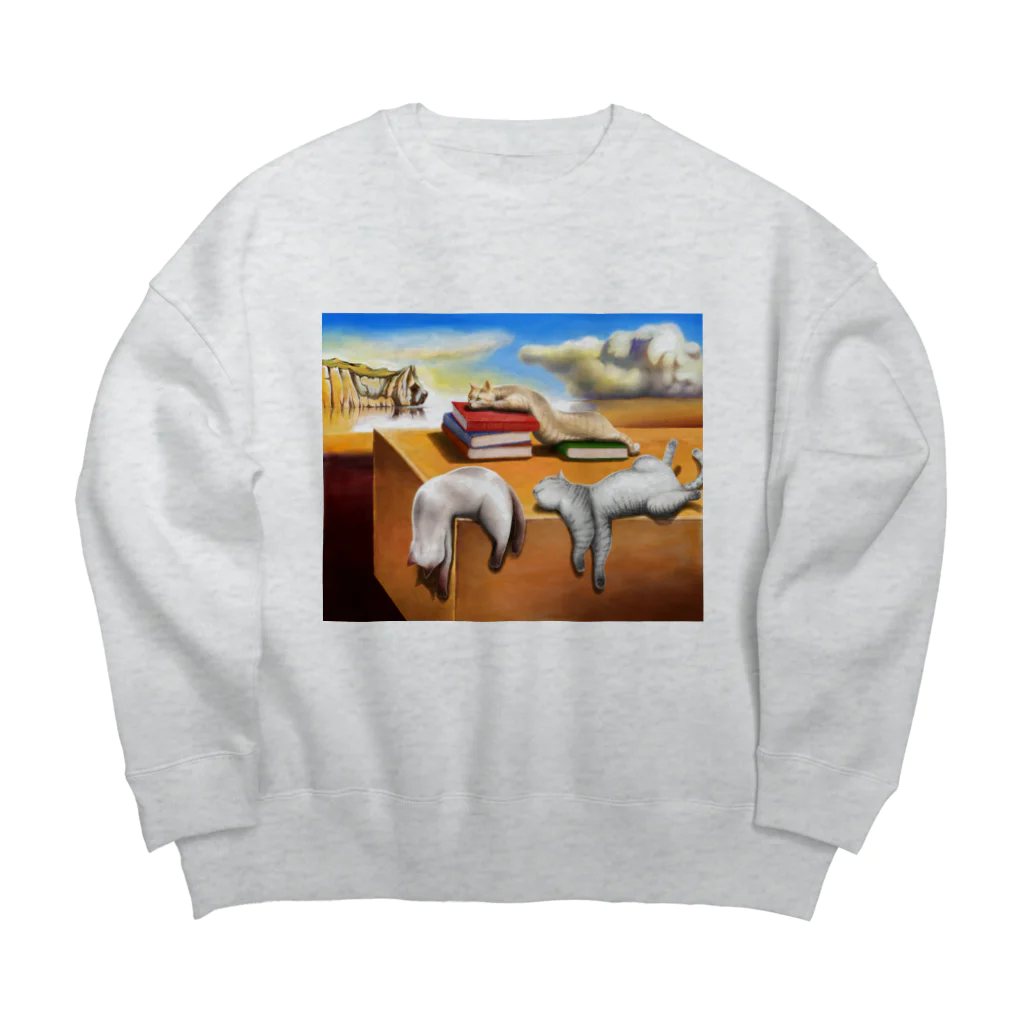 Neko-Shika-KatanのMelting Cats 溶ける猫 Big Crew Neck Sweatshirt