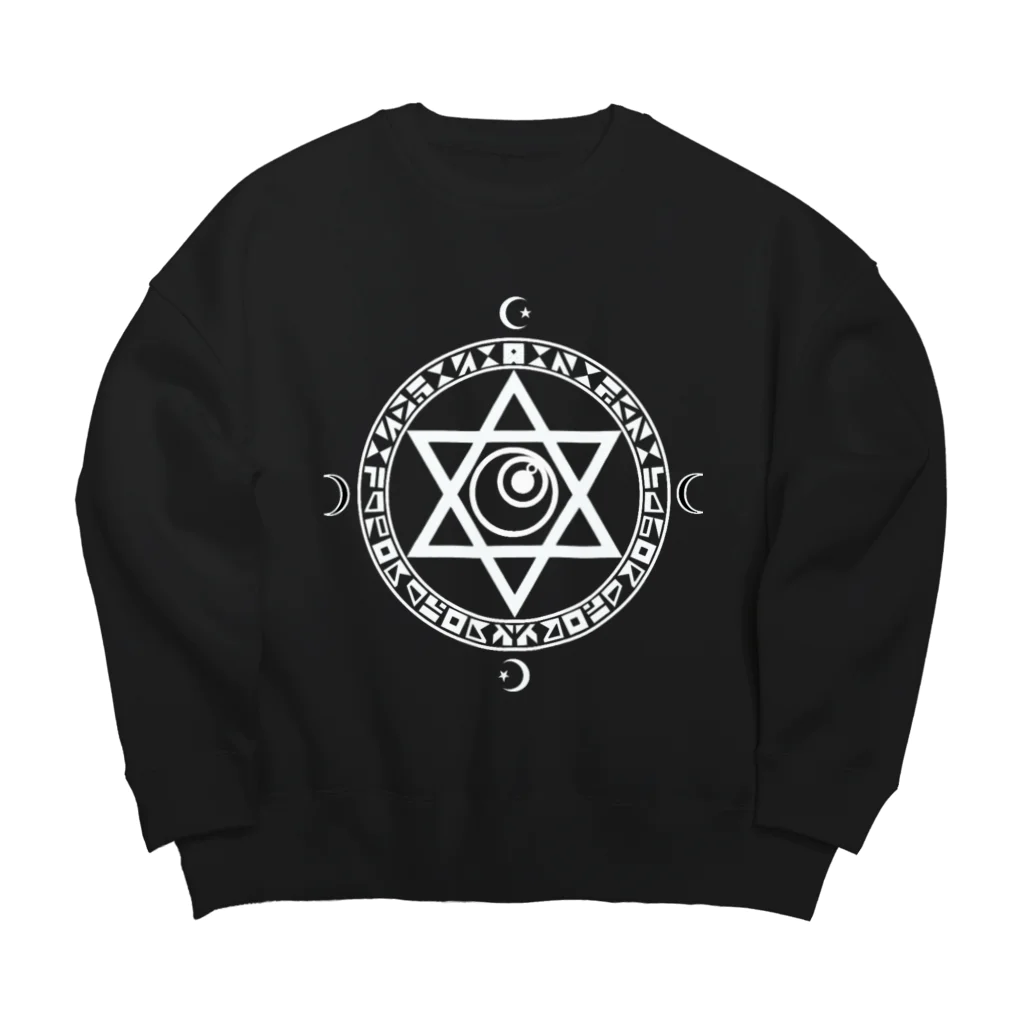 KIKITEKI_LABORATORYの魔法陣×六芒星×目玉 white Big Crew Neck Sweatshirt