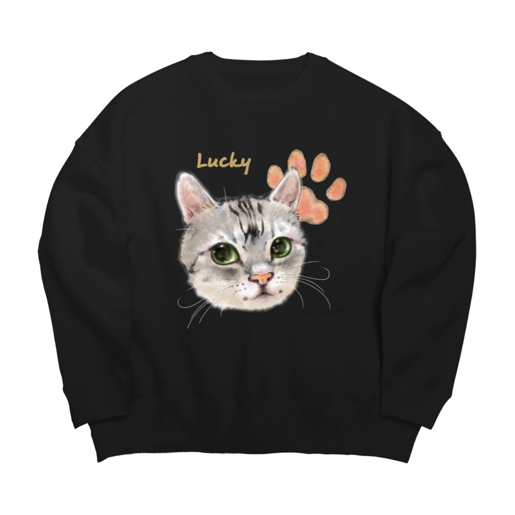 なにぬ猫-YAのうちの子にくきゅうポートレート★Lucky Big Crew Neck Sweatshirt