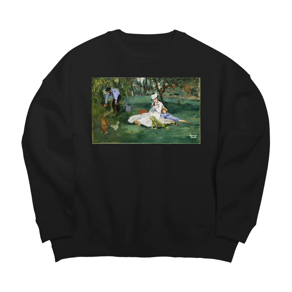 HermannStrasseのモネとグリーンイグアナ Big Crew Neck Sweatshirt