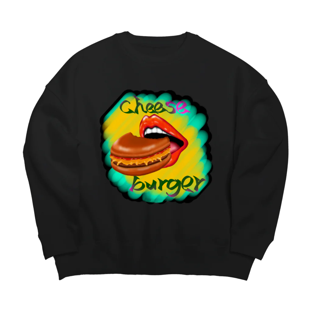 ☆小豆千濯☆のチーズバーガー-グルメシリーズ Big Crew Neck Sweatshirt