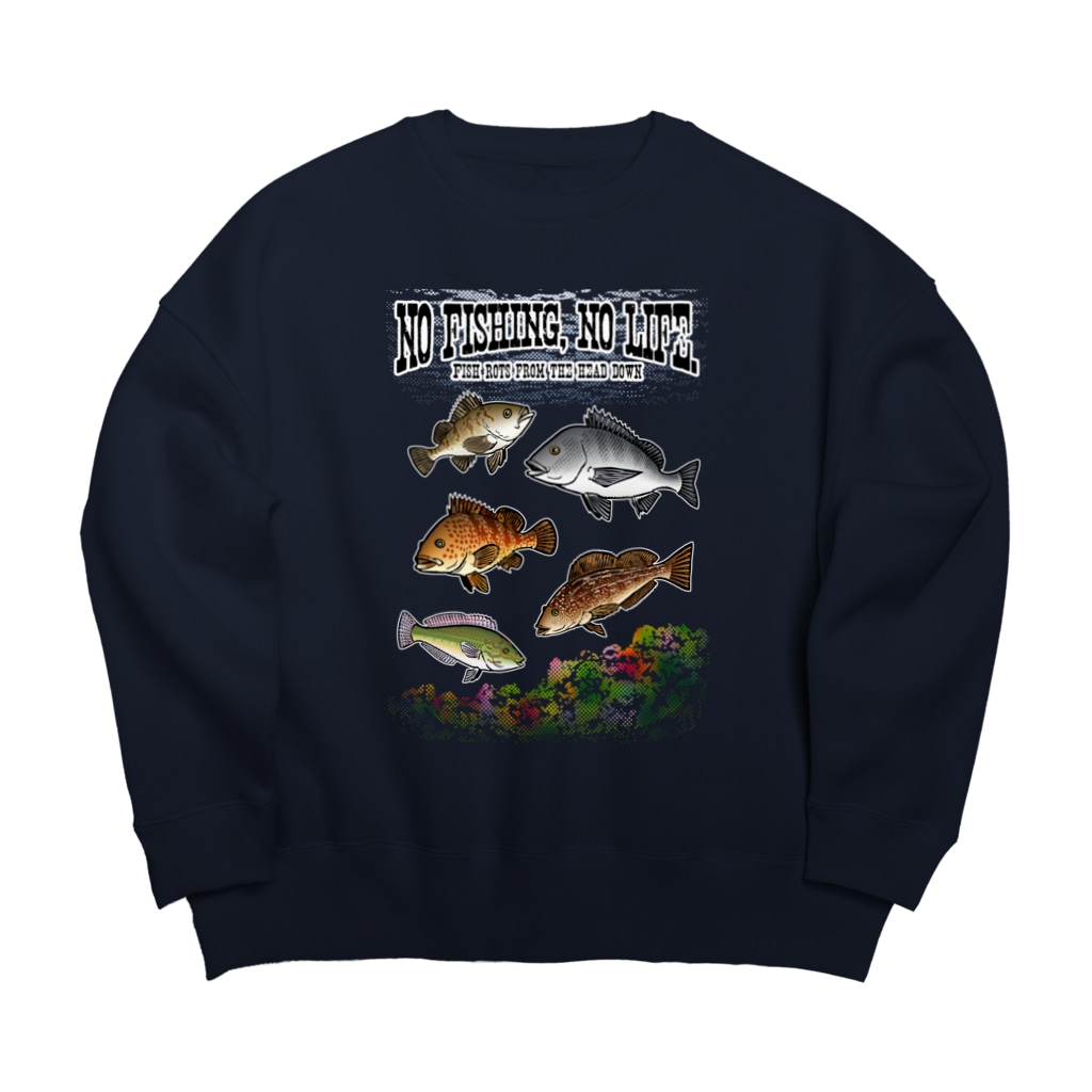 猫と釣り人のFISHING_S2C Big Crew Neck Sweatshirt