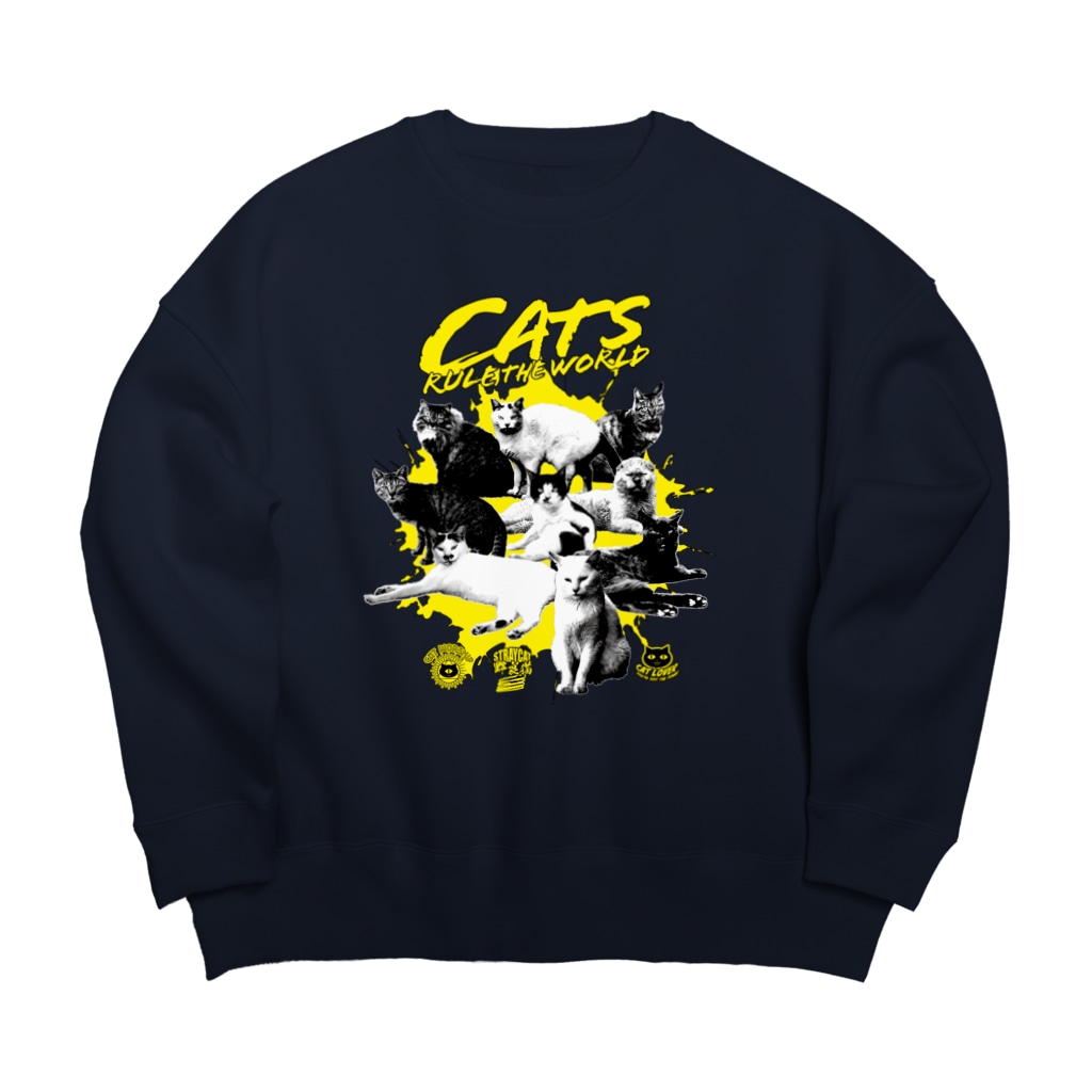 LONESOME TYPEの猫が世界を支配する（黄） Big Crew Neck Sweatshirt