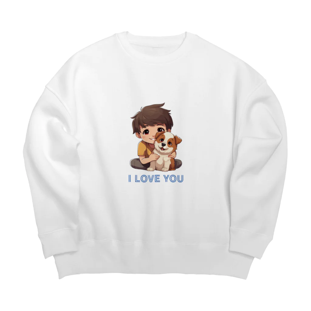 AwagoModeのI LOVE YOU(Dog&Boy) (39) ビッグシルエットスウェット