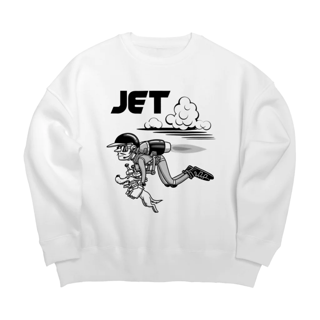 nidan-illustrationのhappy dog -JET- (black ink) Big Crew Neck Sweatshirt