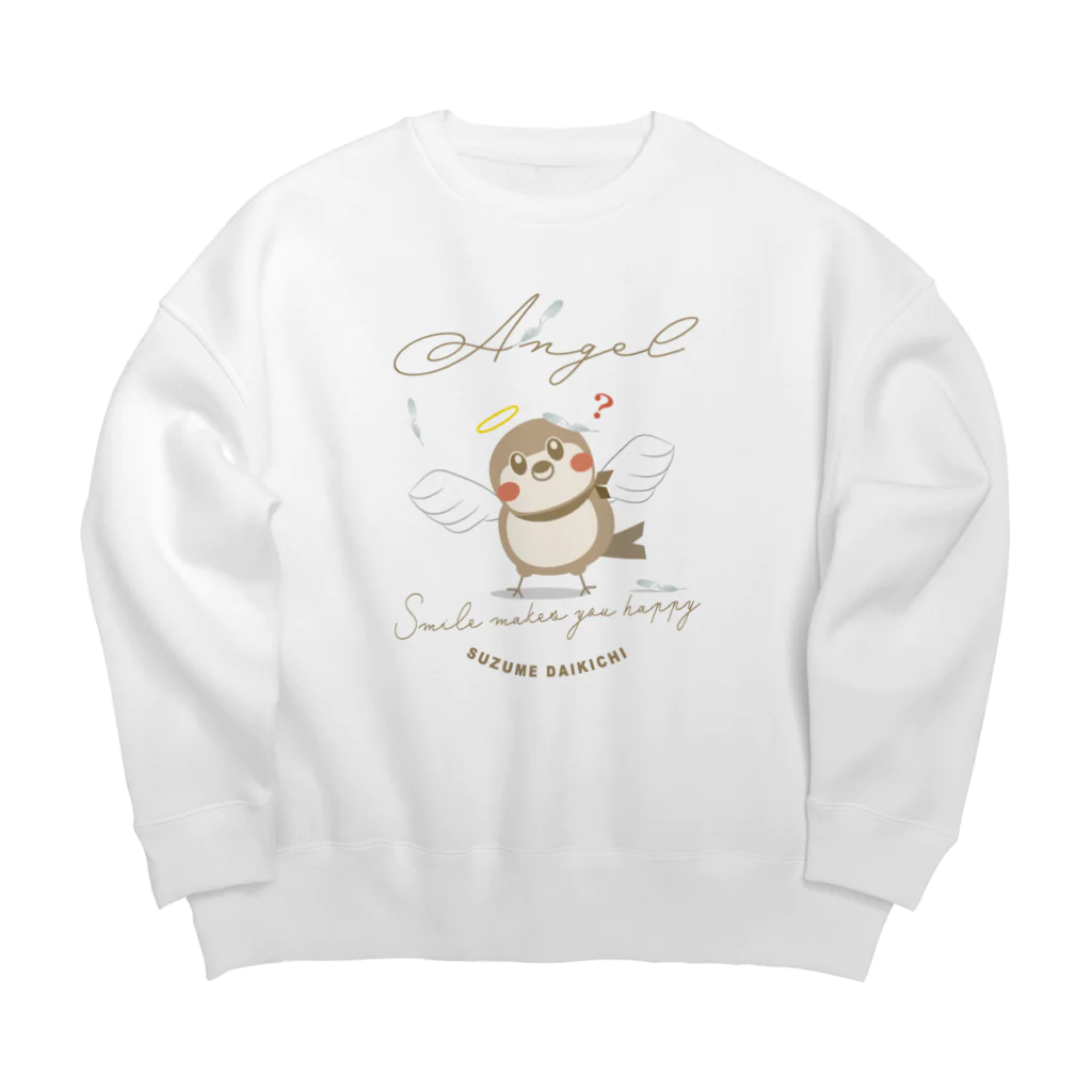 “すずめのおみせ” SUZURI店のAngelだいきち Big Crew Neck Sweatshirt