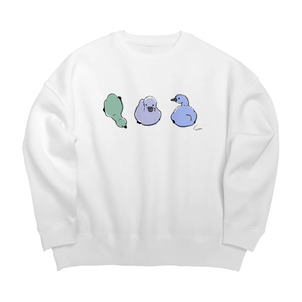 ふじの さきのよちよち白鳥の赤ちゃん Big Crew Neck Sweatshirt