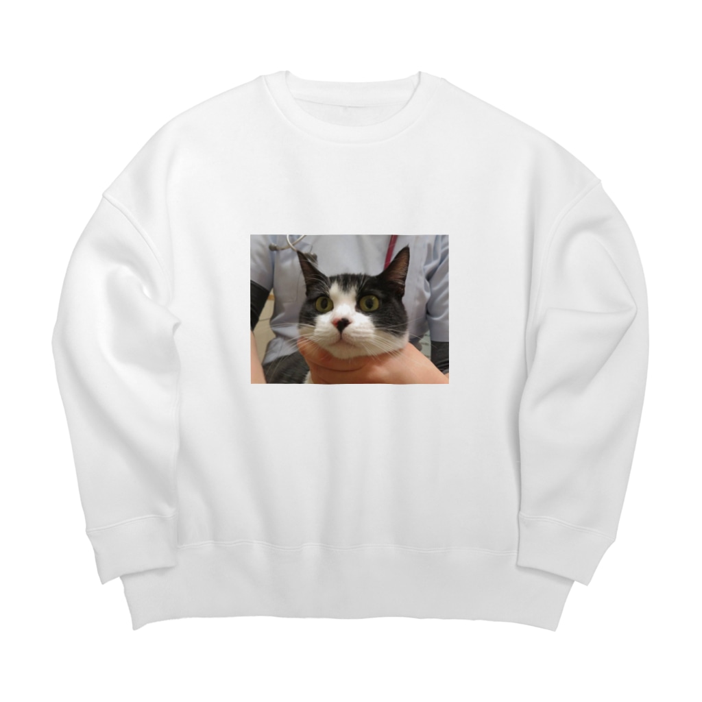 猫好きのはちわれ猫 Big Crew Neck Sweatshirt