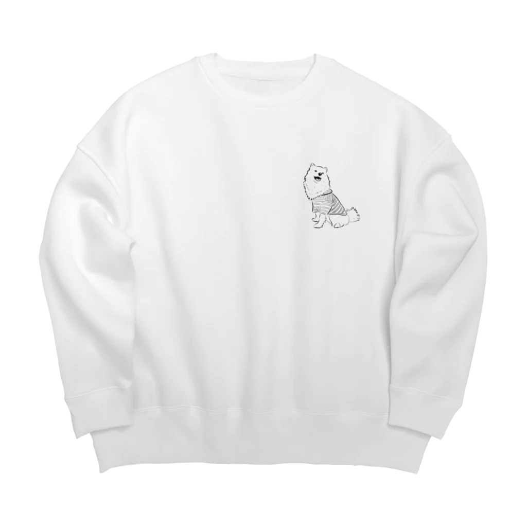 日本スピッツちぃ。のおすわりをした日本スピッツ Big Crew Neck Sweatshirt