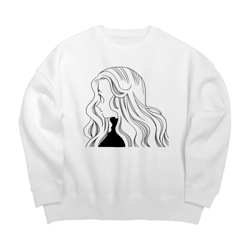 ねむ吉屋のみつめる横顔 Big Crew Neck Sweatshirt