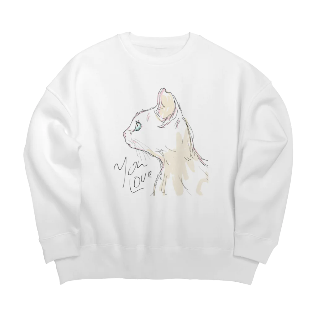 Aimé le chatのかわいいちゃんの青い眼シリーズ Big Crew Neck Sweatshirt