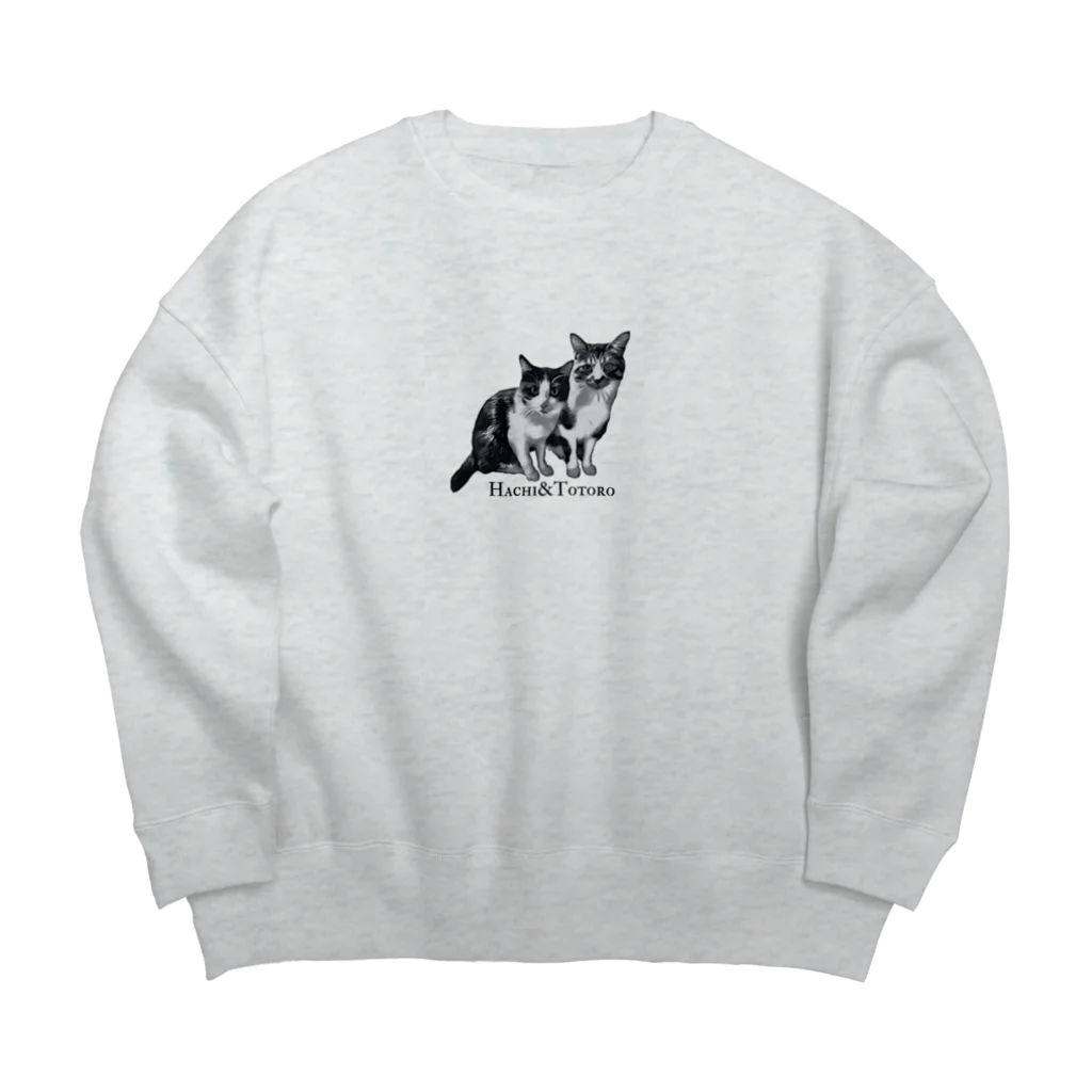 みならい屋の猫&猫（Hachi&Totoro） Big Crew Neck Sweatshirt