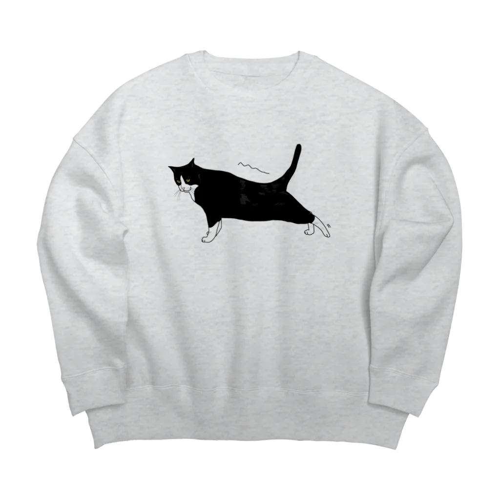 小鳥と映画館の伸びをするハチワレちゃん Big Crew Neck Sweatshirt