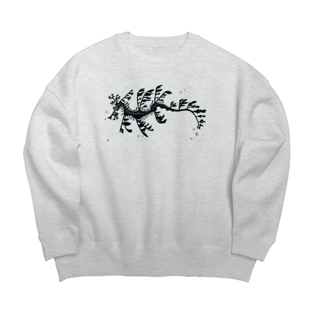 栗坊屋のリーフィーシードラゴン　白黒 Big Crew Neck Sweatshirt