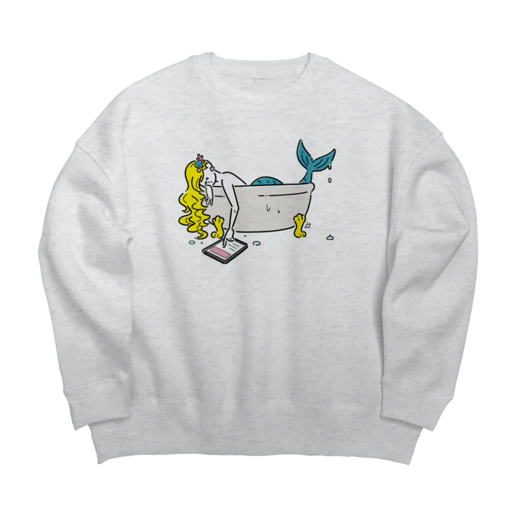 サトウノリコ*の浴室でタブレットを使う人魚【パツキン】 Big Crew Neck Sweatshirt