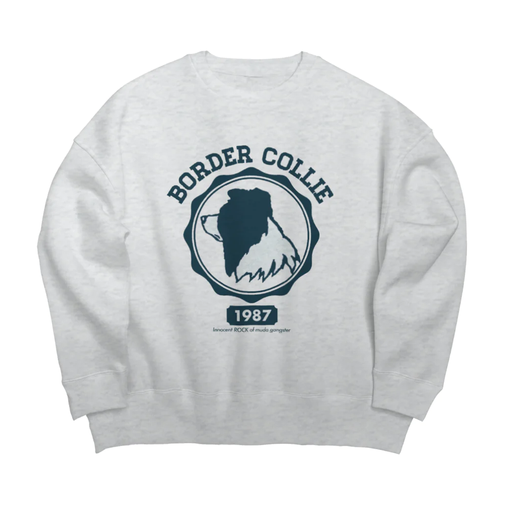 I.R.M.G.のボーダーコリー カレッジ風ロゴ Big Crew Neck Sweatshirt