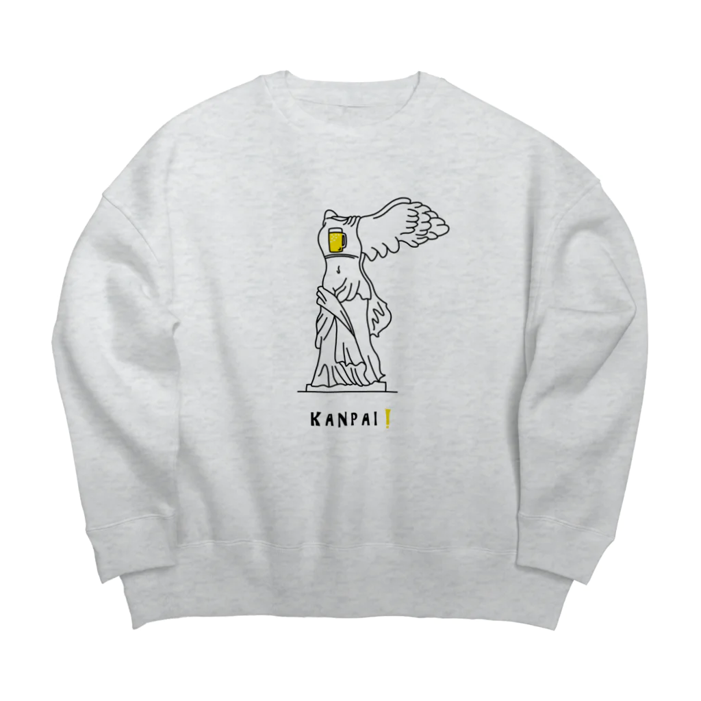 ビールとアート TM-3 Designの彫刻 × BEER（サモトラケのニケ）黒線画 Big Crew Neck Sweatshirt