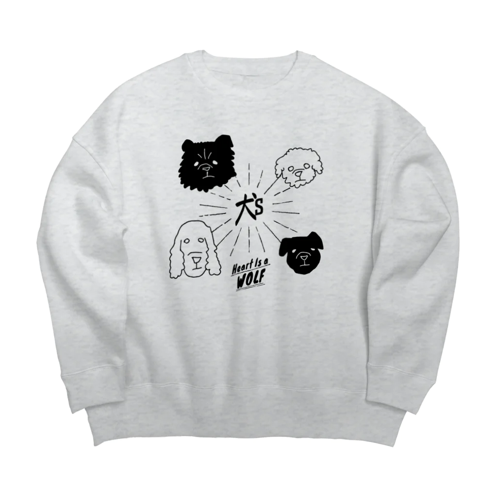 LONESOME TYPE ススの犬ズ (心はオオカミ) Paint It Black Big Crew Neck Sweatshirt