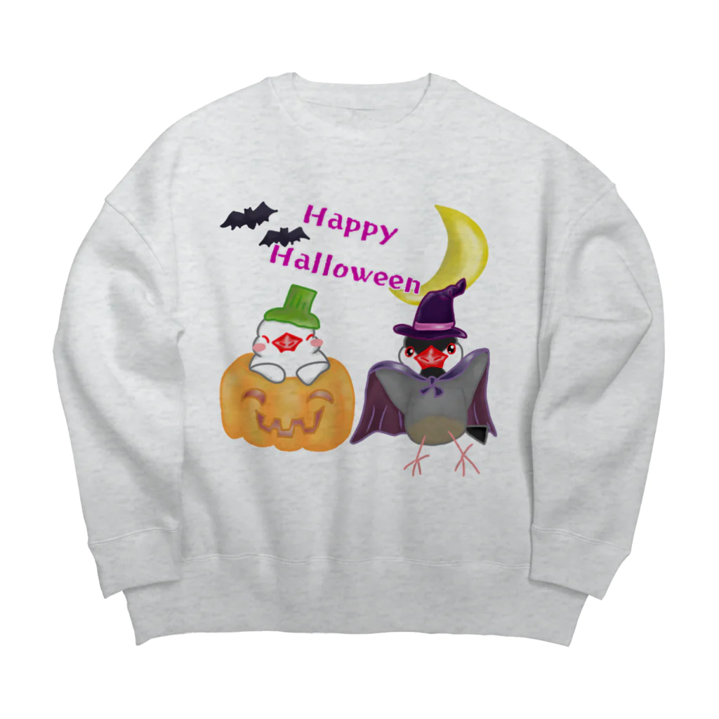 Lily bird（リリーバード）の楽しいハロウィン文鳥ず Big Crew Neck Sweatshirt