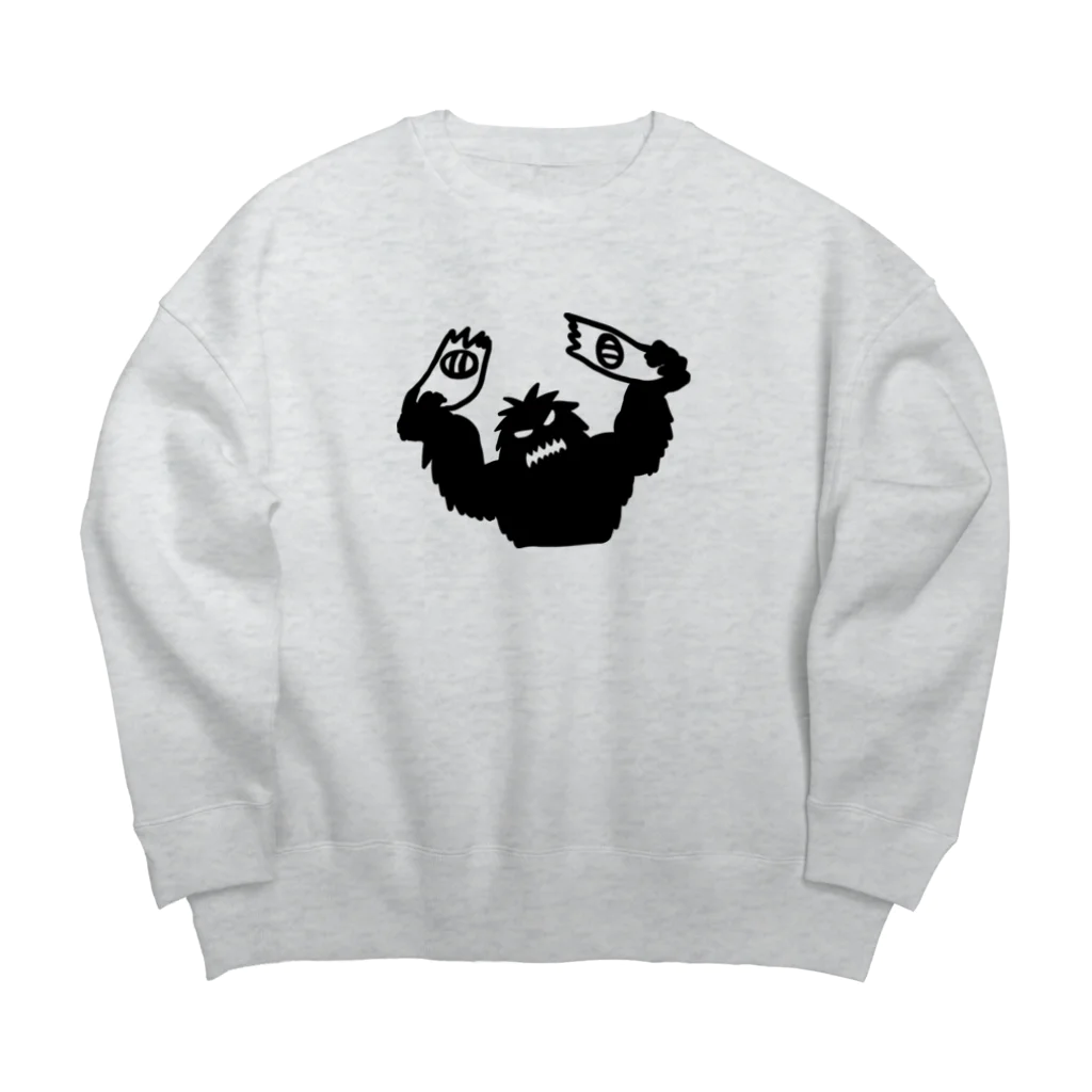 QUQU_WORKSのスノーボードをへし折るイエティ ブラック Big Crew Neck Sweatshirt