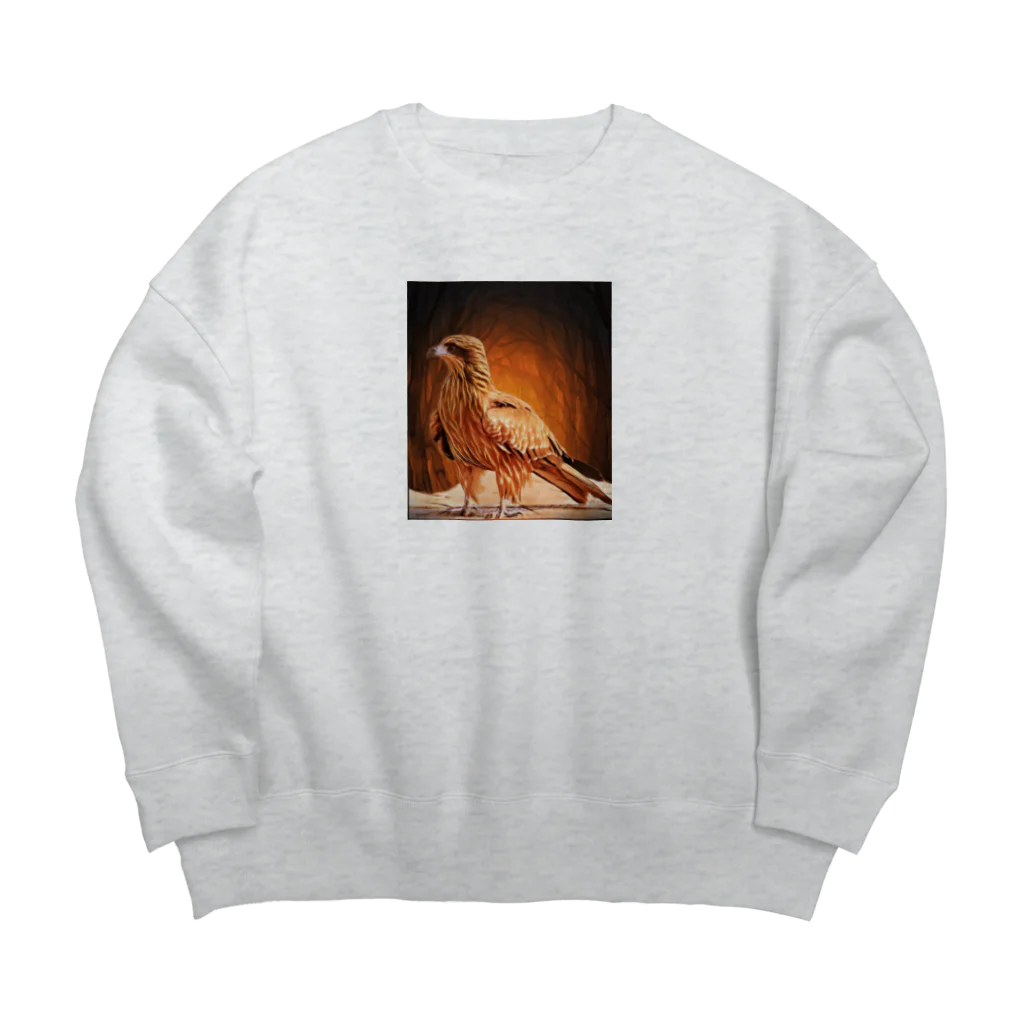 jun-hoshiのオーラを感じる鳥 Big Crew Neck Sweatshirt