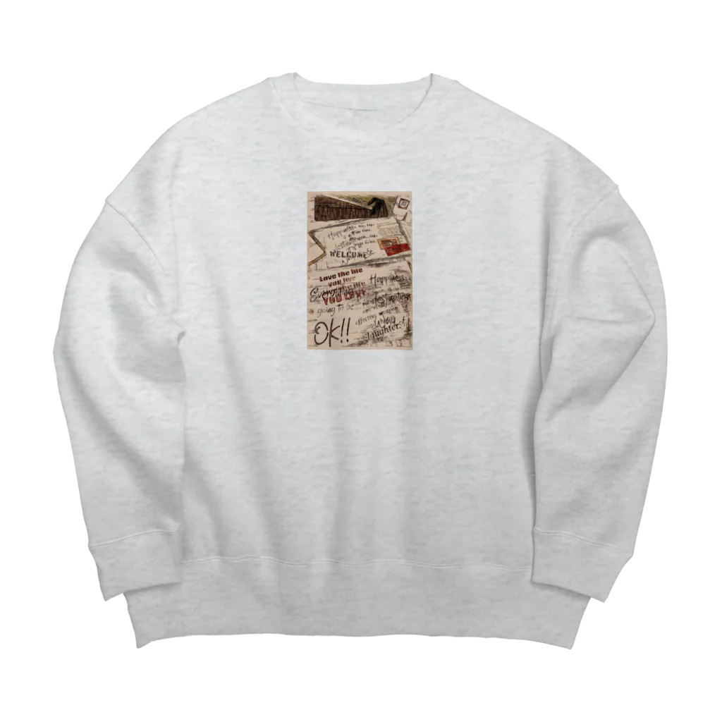 full  of funのビンテージ風ステンシル Big Crew Neck Sweatshirt