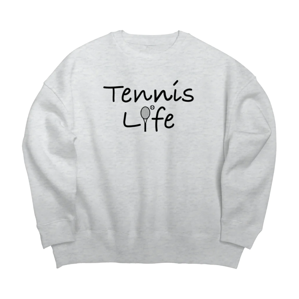 sports_tower スポーツタワーのテニス・TENNIS・ライフ・筆記文字・アイテム・デザイン・ラケット・ガット・イラスト・スポーツ・Tシャツ・サーブ・男子・女子・かっこいい・かわいい・選手・画像・ボール・王子・応援 Big Crew Neck Sweatshirt