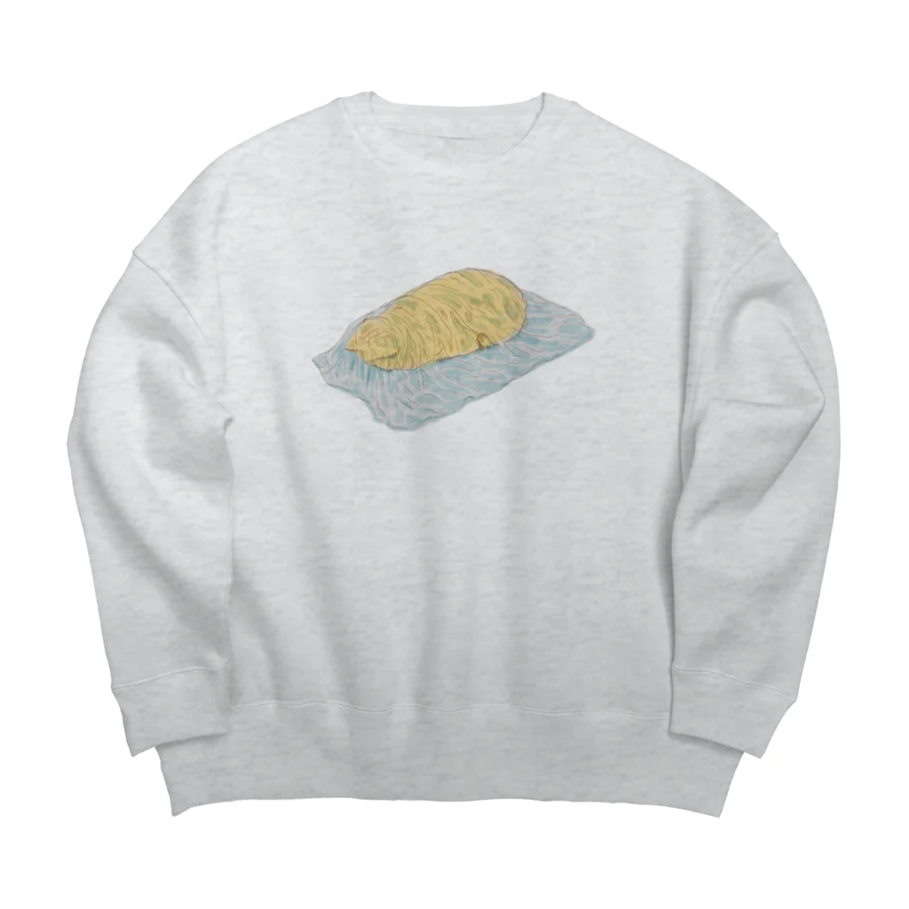 イエネコのビニールの下でごめん寝する茶トラ猫 Big Crew Neck Sweatshirt