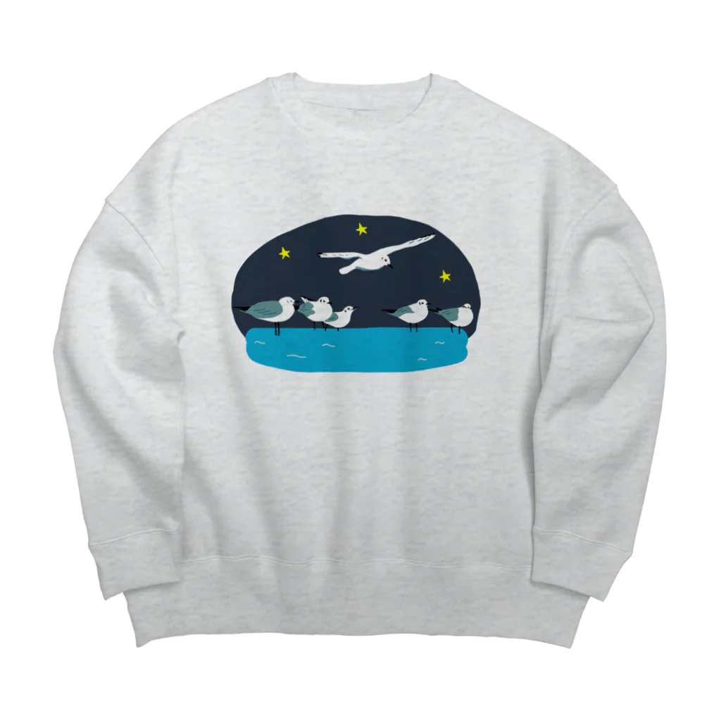 小鳥と映画館の夜のユリカモメ Big Crew Neck Sweatshirt