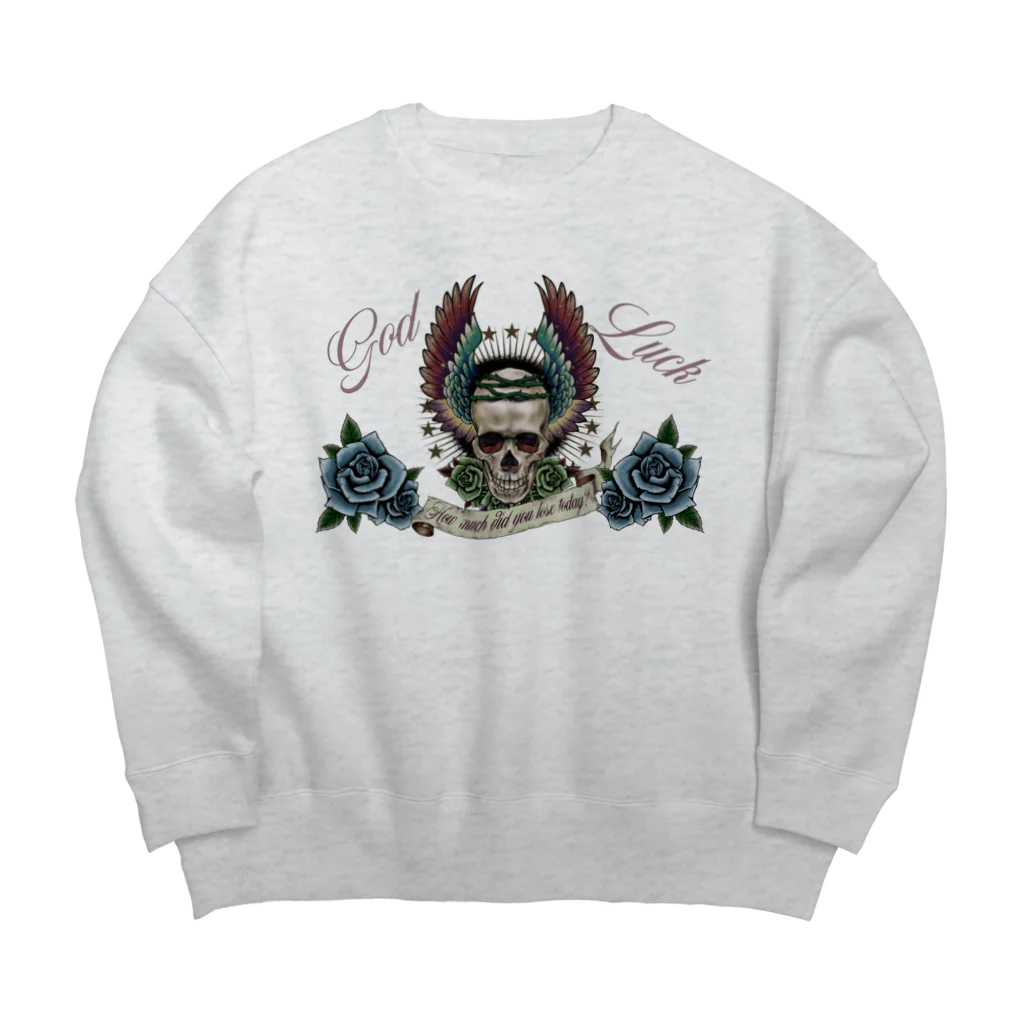 GOD LUCK💀to youの青薔薇スカル💀🌹 Big Crew Neck Sweatshirt