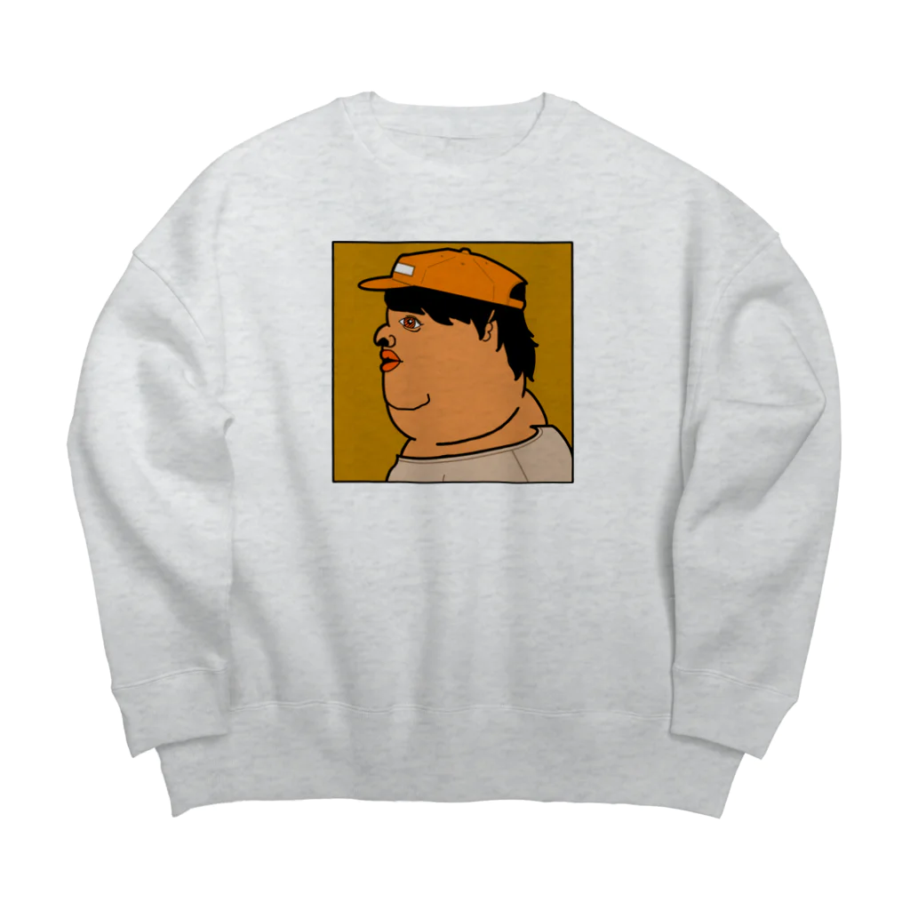 金剛力ぷりすけ像の横顔ワークキャップ田中ことこ Big Crew Neck Sweatshirt